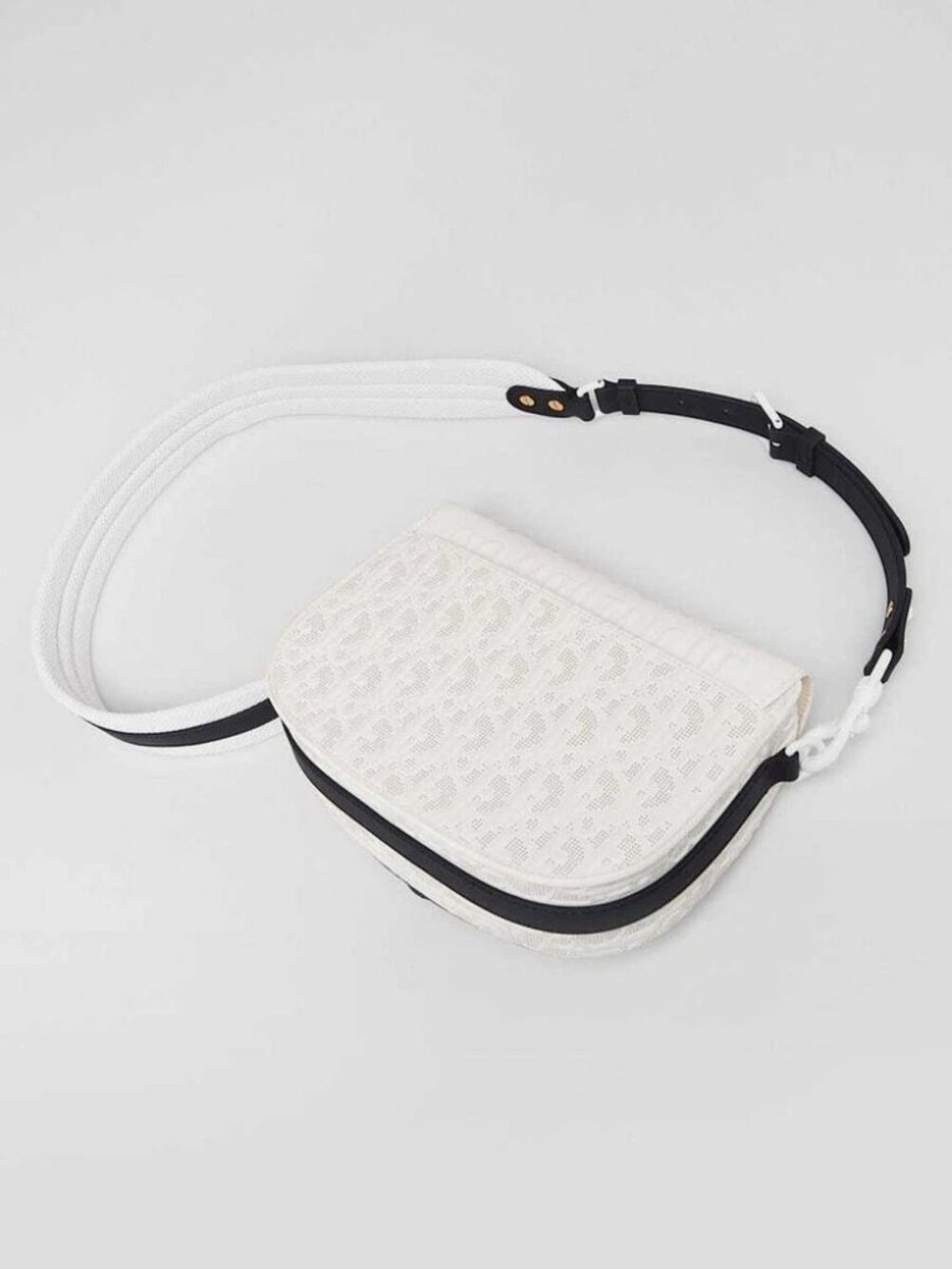 Christian Dior White/Blue Perforated Calfskin Leather Medium Bobby Crossbody Bag - Picture 3 of 11